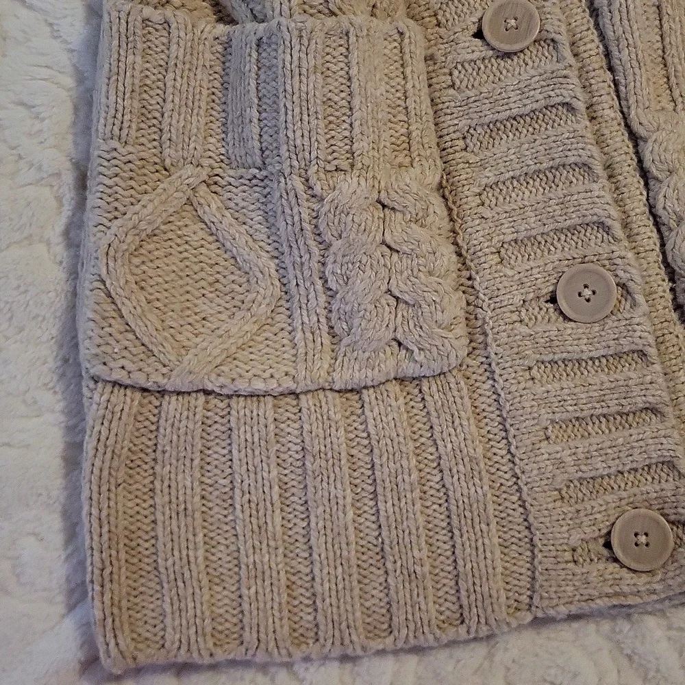 Ruff Hewn Beige Fireside Cuddle Up Cable Knit Cardigan - Picture 4 of 11